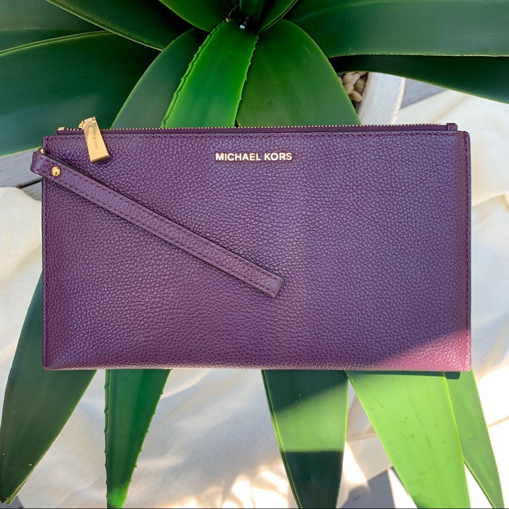 Michael Kors Plum Leather Clutch